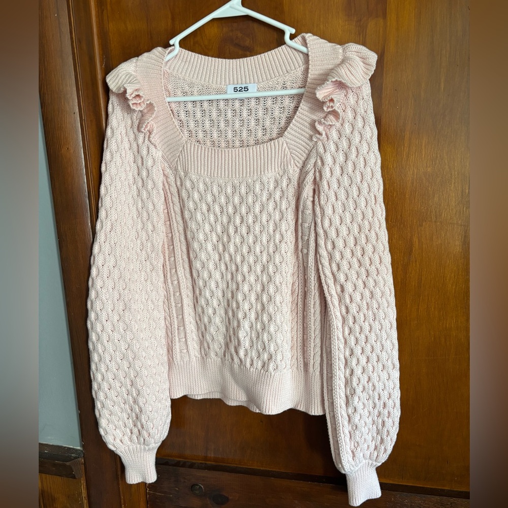 525 American Ruffle Cable Knit Sweater